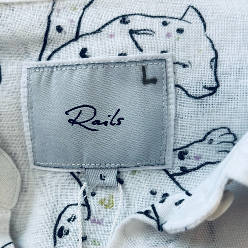 Rails/Nordstrom Charli Linen Blend Button Up Shirt in Belize Jaguar Size L. NWT - Picture 5 of 9